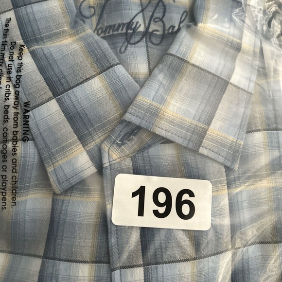 Tommy Bahama‎ Hawaiian Camp Silk Shirt XL Blue Cream Plaid Checks Short Sleeve - Picture 8 of 8